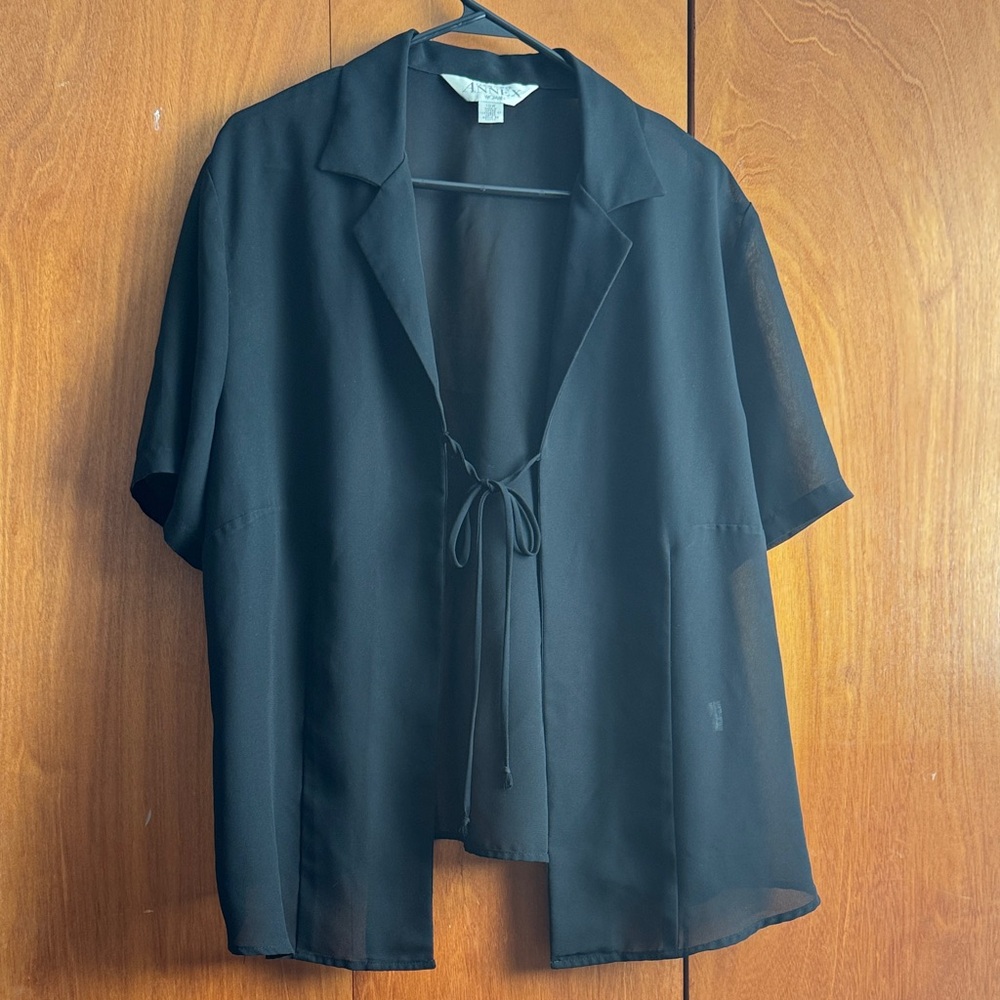 Black Sheer Tie-Front Blouse